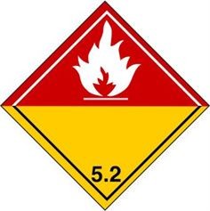 Symbole de danger N°5.2 MATIERES CARBURANTES OU OXYDABLES, PEROXYDES ORGANIQUES blanc sur fond rouge