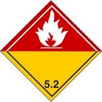 Symbole de danger N°5.2 MATIERES CARBURANTES OU OXYDABLES, PEROXYDES ORGANIQUES blanc sur fond rouge