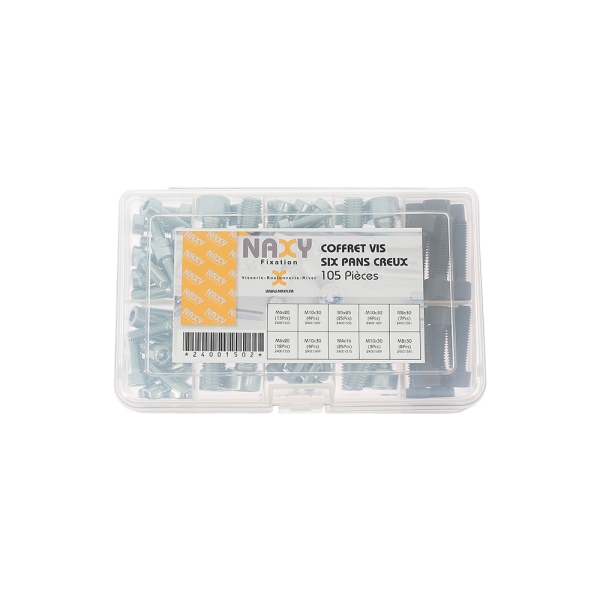 Coffret assortiment vis 6 pans creux 105 pièces