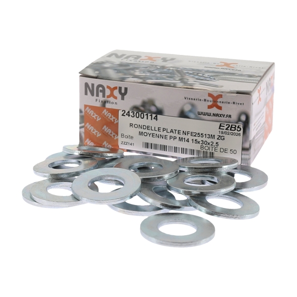 Rondelle plate moyenne type M DIN9021 Zinc blanc