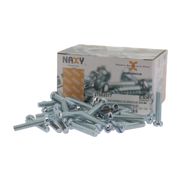 Vis à métaux tête cylindrique fendue DIN84 ZINC blanc