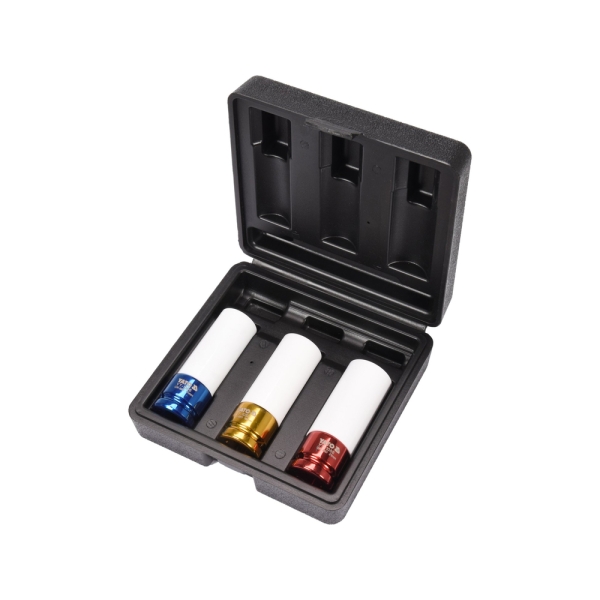 Coffret de 3 douilles à chocs renforcées spéciales jantes (17, 19, 21mm)