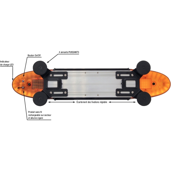 Lampe de signalisation LED magnétique rechargeable