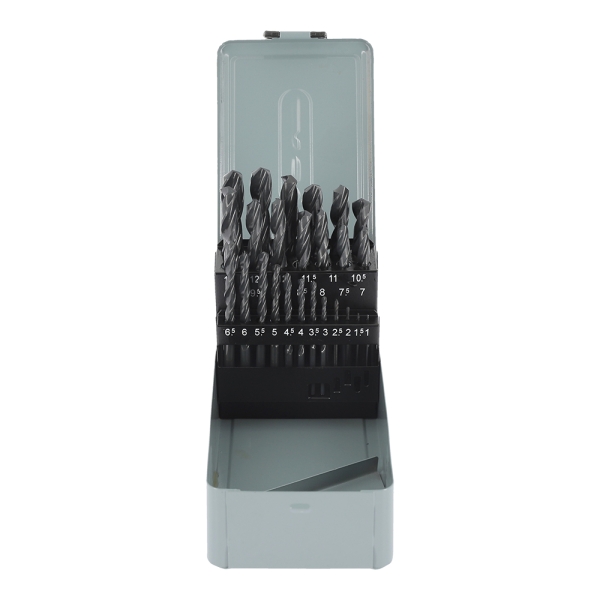 Coffret  de 25 forets HSS exécution noirs et laminés Ø 1 à 13 mm BLACK DRILL