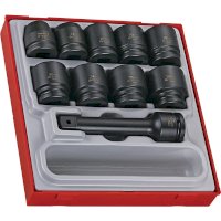 Coffret de douilles à chocs 3/4" 6 pans + rallonge 10 pièces