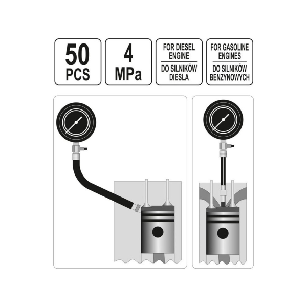 Manomètre de compression pour moteurs Diesel et Essence