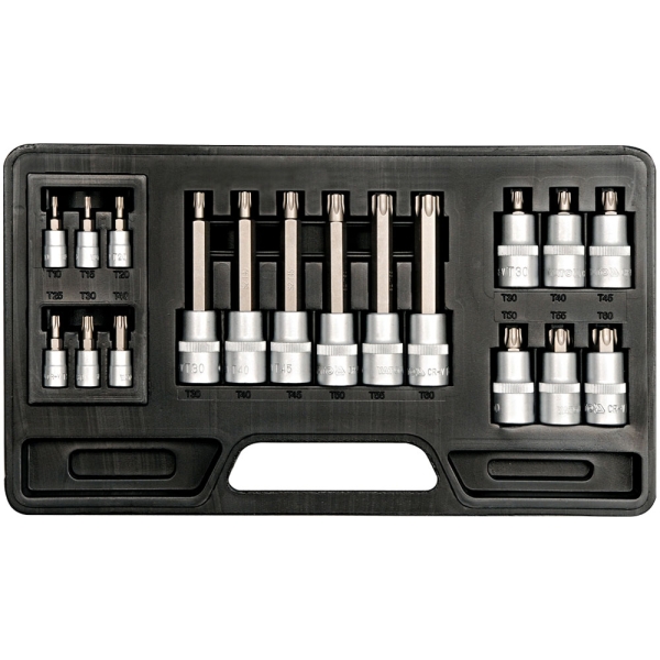 Coffret de douilles tournevis TX 1/2" 18 pièces